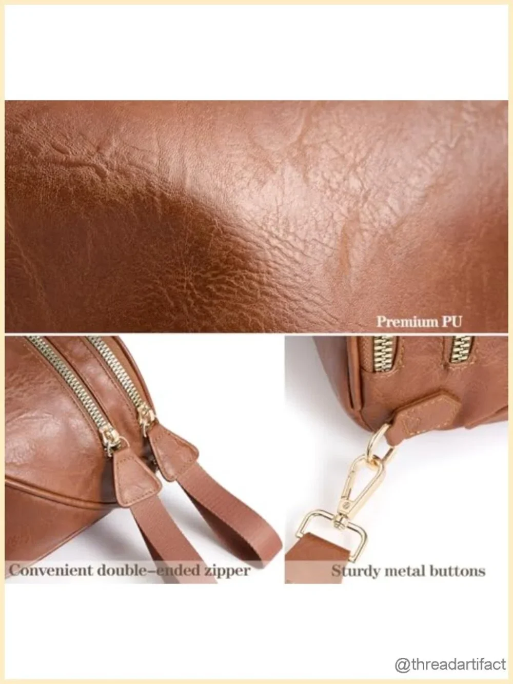 Spacious Leather Crossbody Bag Bum Bag PU Leather Shoulder Bag